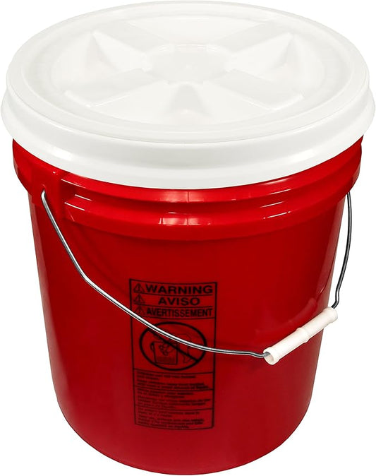 Red 5 Gallon 90 mil Bucket with Gamma Seal Lid (White)