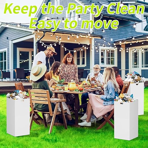 13 Gallon Disposable Trash Cans for Parties, 2 Pack Extra Large Portable Trash Can White Pop Up Trash Cans Bin, Recycle Collapsible Garbage Can Bins for Party Kitchen Camping Trash Can