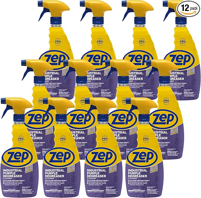 Zep Industrial Purple Cleaner and Degreaser Concentrate - 32 oz (Case of 12) R42310 - Powerful Deep Oil and Grease Cleaning Formula for Machinery, Engine Parts, Shop Floors, and Garages