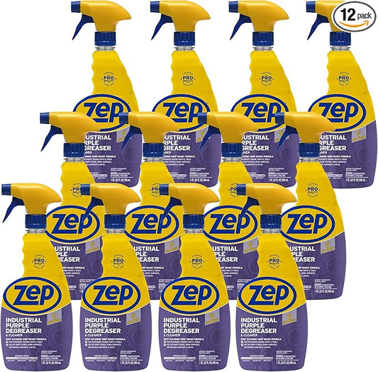 Zep Industrial Purple Cleaner and Degreaser Concentrate - 32 oz (Case of 12) R42310 - Powerful Deep Oil and Grease Cleaning Formula for Machinery, Engine Parts, Shop Floors, and Garages
