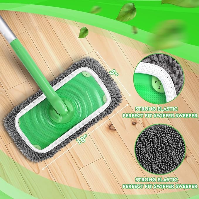 Reusable Wet Pads Refill for Swiffer Sweeper Mop - Dry Sweeping Cloths & Wet Mopping Cloths for Household Cleaning - Washable Microfiber Mop Pads, 6 Pack (Mop is not Included)