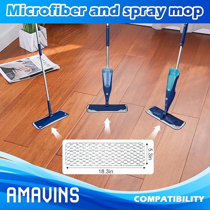 3 Pack Microfiber Cleaning Pads for Bona Mop for White Gray 18 inches, Reusable Microfiber Mop Pads for 18 Inch Mop, Hardwood Floor Replacement Cleaning Mop Pads, Machine Washes