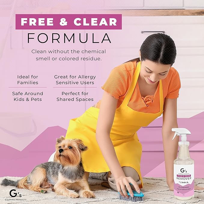 G's Cleaning Biodegradable Stain & Odor Remover Spray – 32 oz Pet Urine Enzyme Cleaner – Pet Odor Eliminator for Home – Cat & Dog Pee Carpet Cleaner – Stain Remover for Rug, Floor, Furniture, Mattress