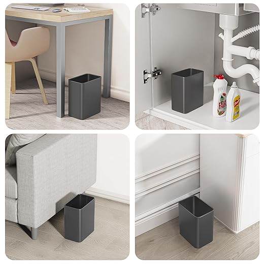 Cesun Small Bathroom Trash Can, 2.1 Gallons, Open-Top, Gray Metal, Stainless Steel, Modern, Ideal for Bathroom, Bedroom, Home Office,Toilet, Rv,Near Desk, Under Sink