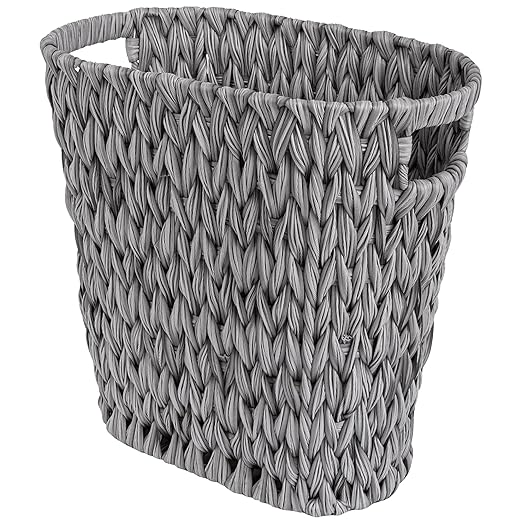 GRANNY SAYS Wicker Waste Basket - Waterproof, Space-Saving, 19L/5Gallon, Bathroom & Bedroom Trash Can