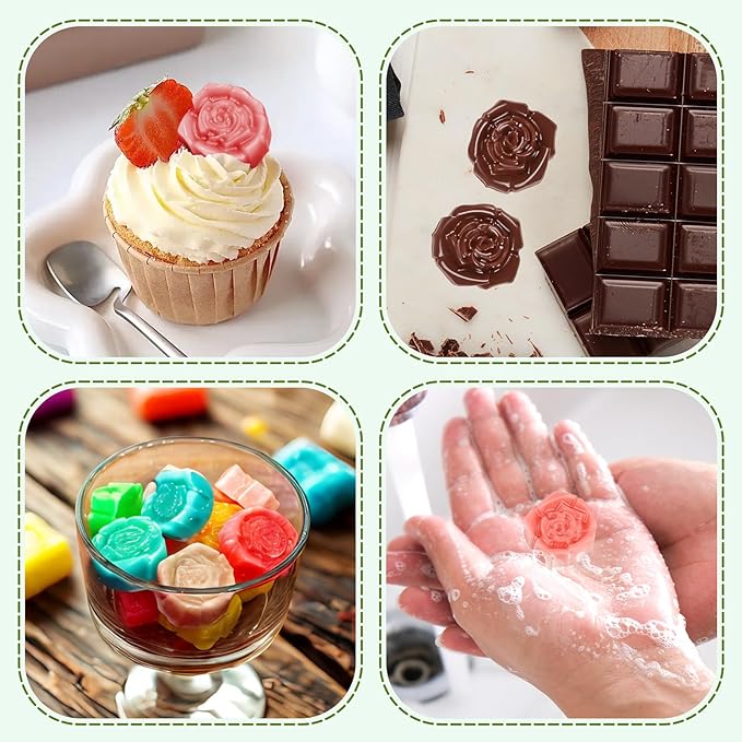 24 Cavity Rose Mold Silicone, Non-Stick Flower Molds Silicone, Reusable Rose Chocolate Mold for Cake Chocolate Candy Cupcakes Pudding Ice Cube Soap Making