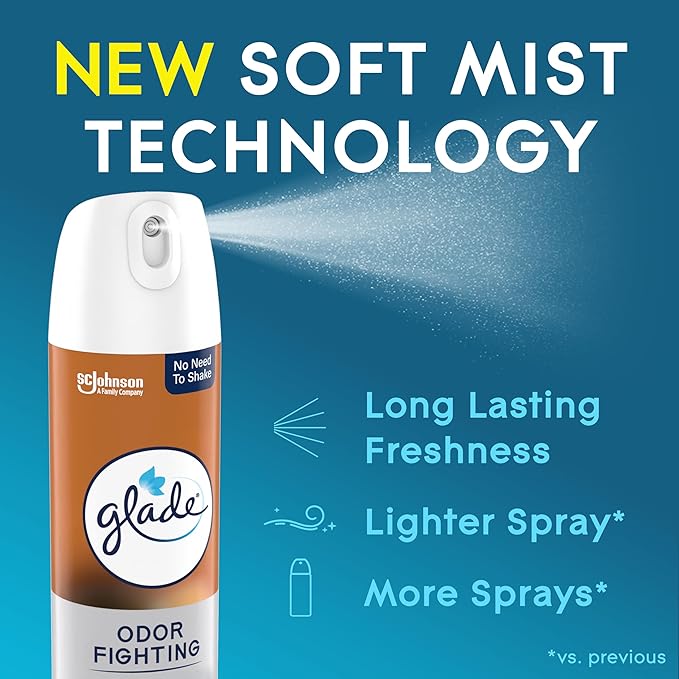 Glade Air Freshener Room Spray, Vanilla Caramel Twist Scent, Odor Fighting to Deliver Long Lasting Freshness, 8 Oz, 6 Count