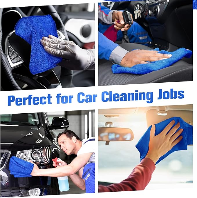 Tanlade Microfiber Cleaning Cloth 6"x6" Cleaning Rags Reasonable Kitchen Towels Microfiber Towels Cars Wash Dry Erase Cloth(Blue, 30 Pcs)