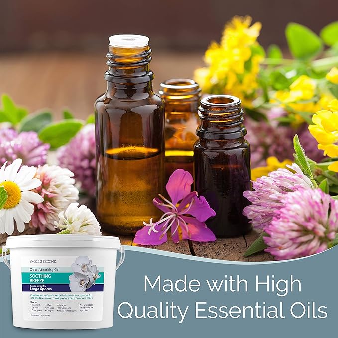 SMELLS BEGONE 1-Gallon Odor Absorber Gel - Air Freshener & Odor Eliminator for Homes, Garages & Commercial Buildings - Industrial Size - Soothing Breeze Scent