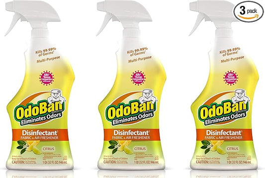 OdoBan Ready-to-Use Disinfectant and Odor Eliminator, Set of 3 Spray Bottles, 32 Ounces Each, Citrus Scent