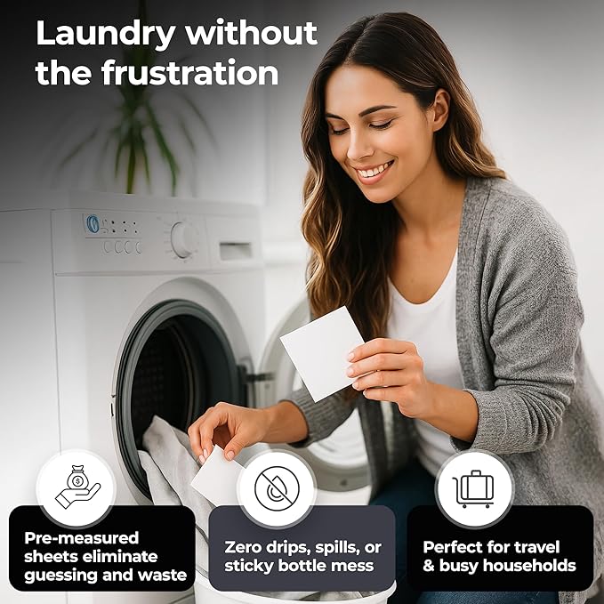 Silvery Laundry Detergent Sheets (100 Loads) - Ultra-Concentrated Eco-Friendly Washing Strips – No Plastic Jugs & Perfect for Travel (Fresh Linen)