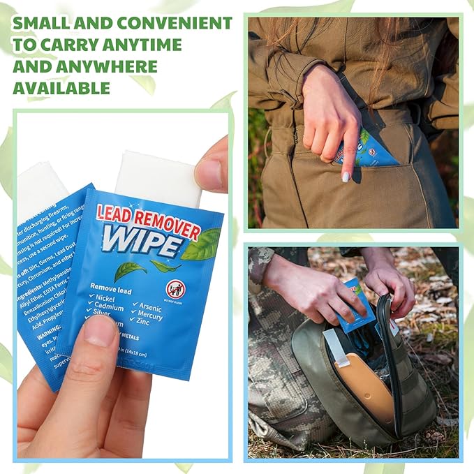 50 Pack Lead Remover Wipes for Shooting Hand & Surface Cleaning Wipes Effectively Removes Lead, Dust, Oil & Grime Individually Wrapped Wipe for Shooting Ranges, Hunting, Industrial Use
