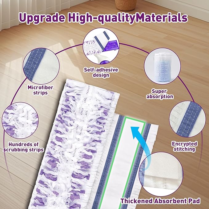 Funtin Power Mop Pads for Swiffer PowerMop, Thickened Unscented Disposable Mopping Refills, Dry & Wet Use for Floor Cleaning, MOP NOT Included, 40 Pads ONLY