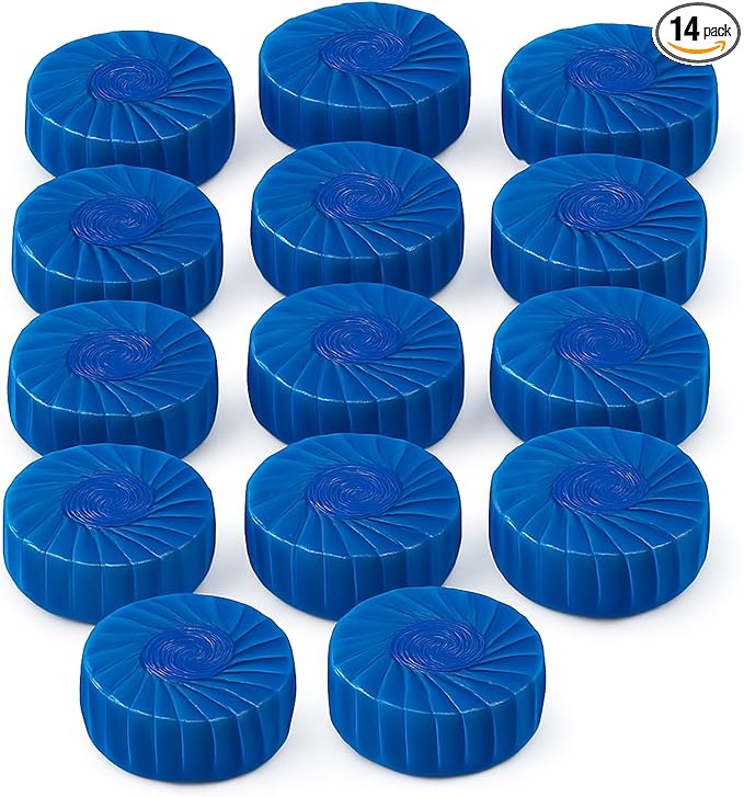 Automatic Toilet Bowl Cleaner Tablets, Blue Long-Lasting Tank Freshener (14 Pack)