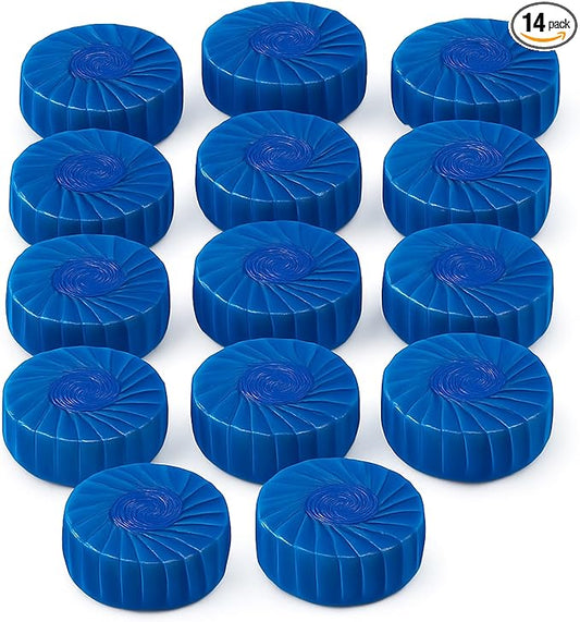 Automatic Toilet Bowl Cleaner Tablets, Blue Long-Lasting Tank Freshener (14 Pack)