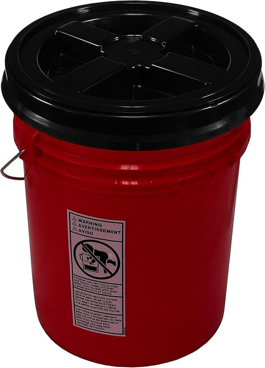 Red 5 Gallon 90 mil Bucket with Gamma Seal Lid (Black)