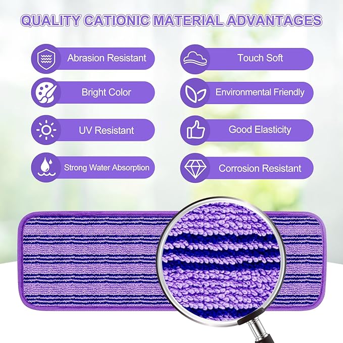 2 Pack Upgraded Reusable Mop Pads Compatible with Swiffer PowerMop, Mop Refill Pads Replacement for Swiffer Power Mop Spray Mop Pads for Multi-Surface Floor Cleaning, Quality Updated Cationic Material