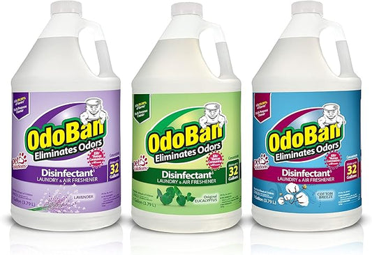 OdoBan Disinfectant Concentrate and Odor Eliminator, Made in the USA, Original Eucalyptus, Lavender and Cotton Breeze Scents, 3 Gallons