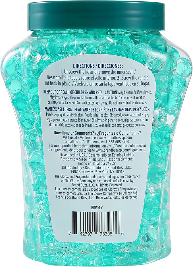 Clorox Fraganzia Crystal Beads Air Freshener in Island Orchid Scent - Long-Lasting Room Deodorizer - Odor Eliminator Gel Beads to Freshen Home, Car, or Office, 12 Fl Oz