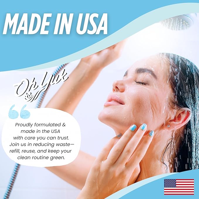 Oh Yuk Daily Shower Cleaner Combo – 24 oz Spray + 16 oz Concentrate Makes 10 Refills | Daily Use Cleaner Prevents Soap Scum on Tile, Glass, Acrylic & Fiberglass