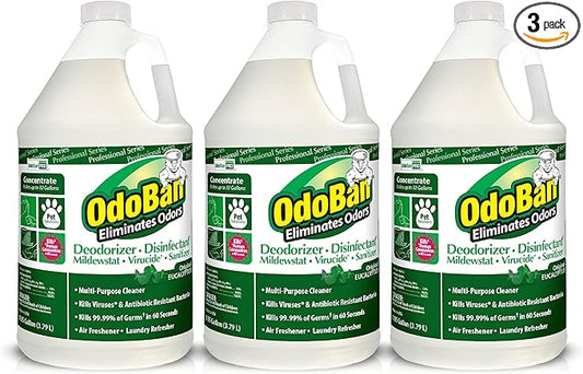 OdoBan Professional Disinfectant and Odor Eliminator Concentrate, 3-Pack, 1 Gallon Each, Original Eucalyptus Scent