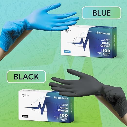 Black Large Nitrile Gloves Case of 1000 - Medical Grade - Latex-Free, Powder-Free - Disposable Nitrile Gloves - Medical Exam, Lab, and Industrial Use
