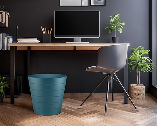 Small Trash Can (2.1 Gallons), Dorm Trash Can, Heavy Duty Dust Bin, Mini Garbage Can for Bedroom (Pack Of 3), Plastic Wastebasket, Bathroom Wastebasket (Blue) Round paper Trashcan, Office Trash Bin