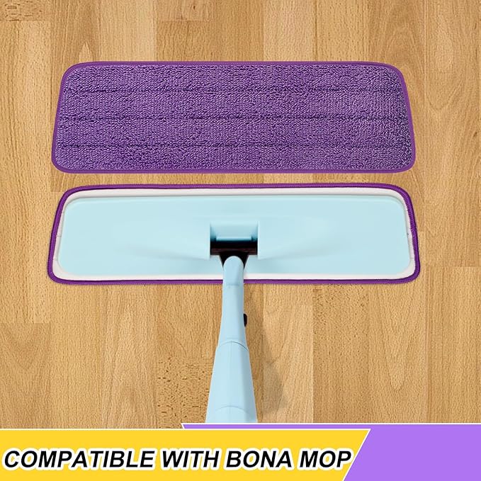 10 Pack 16.5 inch Reusable Mop Pads Microfiber Spray Mop Replacement Heads for Wet/Dry Mops Compatible with Bona Floor Care System