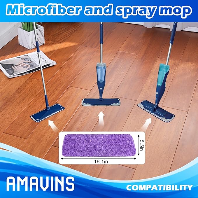 3 Pack Microfiber Reusable Mop Pads for Bona Mop, Wet/Dry Floor Cleaning Refill Mop Pads, Spray Mop Hard Wood Floor Mop Pads Refills, Machine Washable Power Mop Pads Replacement