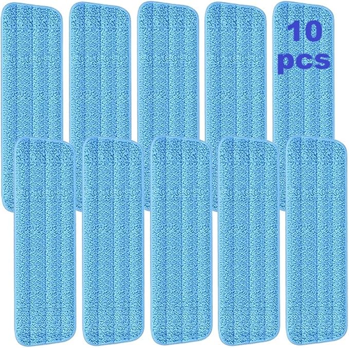10 Pcs Reusable Mop Pads,16.5 Inch Microfiber Wet Dry Floor Clean Mop Pad Refill Compatible with Swiffer PowerMop Bona Mop & Other 13-16 Inch Spray Mop