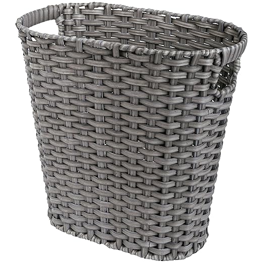 GRANNY SAYS Wicker Bathroom Trash Can, Wicker Waste Basket for Bathroom, Office Trash Can, Trash Bin for Bedroom, Wastebasket with Handles, 19 Liters/5 Gallons