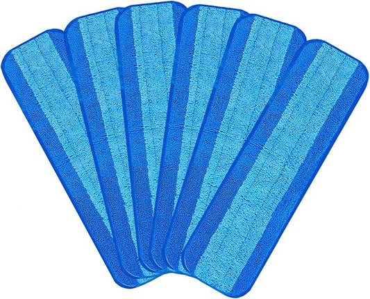 KEEPOW Microfiber Cleaning Pad for Mop, Replacement Pads for Hardwood Floor Cleaner, 18 Inch, Washable & Reusable Spray Refills for Hard Surface Laminate Wood (6 Pack)