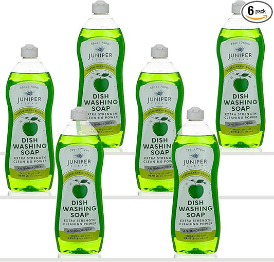 Dish Soap, Green Apple Scent, Liquid Dish Washing Soap Squeeze Bottle 25 Fl Oz (Pack of 6)