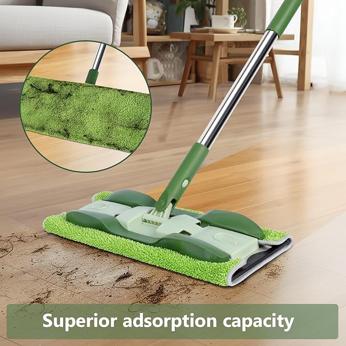 Microfiber Mops for Floor Cleaning,Masthome Professional Floor Mops with Washable Pads 4pcs,Wet Dry Use Flat Mop with 59'' Long Stainless Steel Handle,dust mop for Hardwood Floors Suitable Office Home