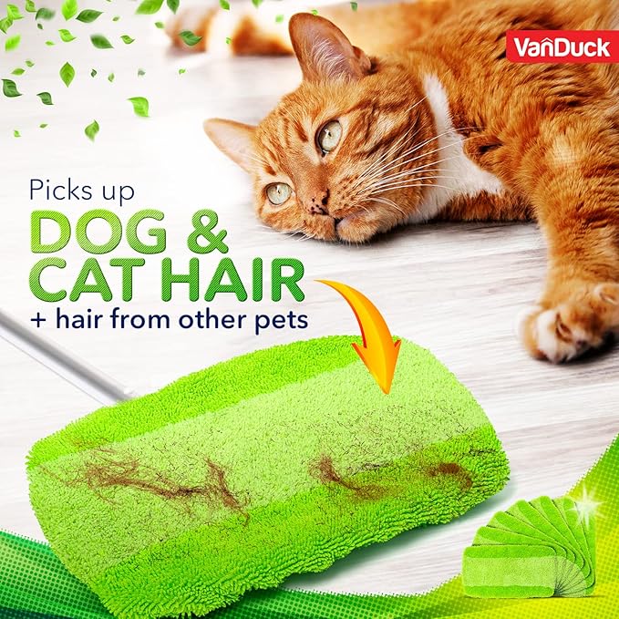 VanDuck Reusable Mop Pads Compatible with Swiffer Sweeper (6-Pack) - Washable Microfiber Mop Pads for Wet & Dry Use - All Purpose Floor Mopping and Cleaning Product