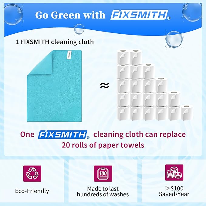 FIXSMITH Microfiber Cleaning Cloth - Pack of 48, Multi-Functional Cleaning Towels, Size: 12 x 16 in, Highly Absorbent Cleaning Rags, Lint-Free, Streak-Free Cleaning Cloths for Car Kitchen Home Office