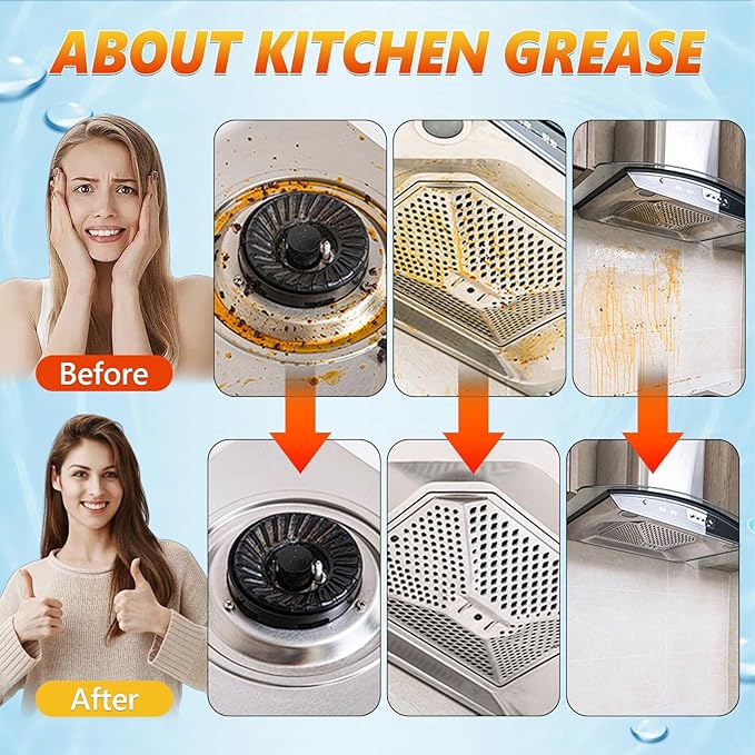 Heavy Duty Degreaser, 2025 New Upgrade Kitchen Cleaner, Multipurpose Oil Stain Remover, for Appliances Countertops Range Hoods