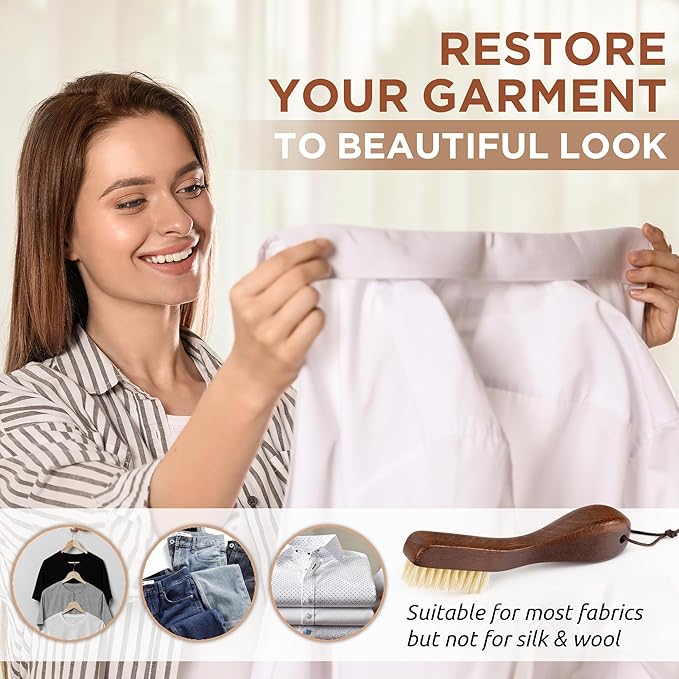 TAKAVU Stain Brush, Laundry Brush for Stain Removal, Natural Boar Bristle Cleaning Brush with Ergonomic Handle, Suitable for Delicate Fabrics Without Damage, Perfect Laundry, Shoes, Boots, Home