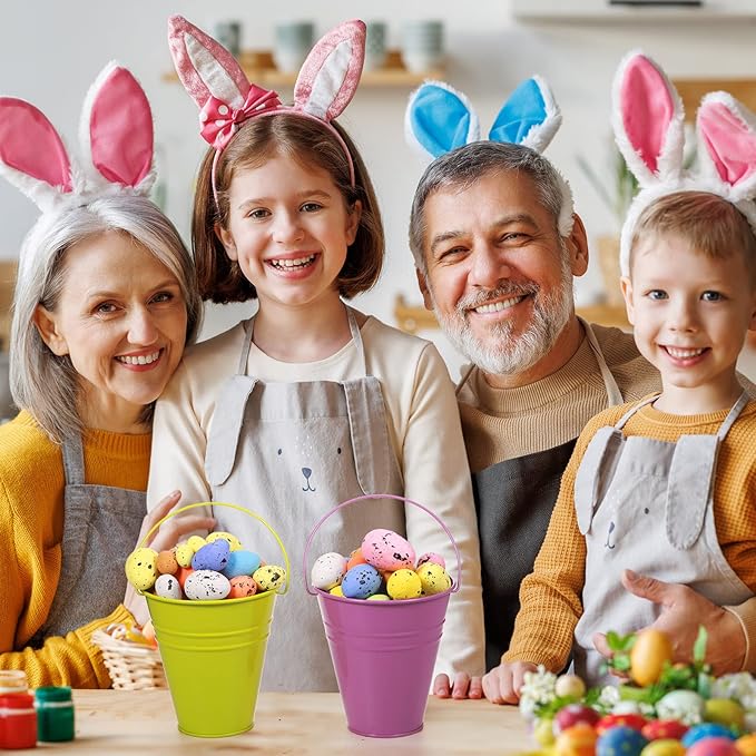 Sadnyy 6 Pack Galvanized Bucket, 5" Metal Bucket with Handles, Metal Buckets and Pails, Kids Party Supplies, Toy Container Table Centerpiece Decoration(Green, Yellow, Orange, Blue, Purple, Pink)