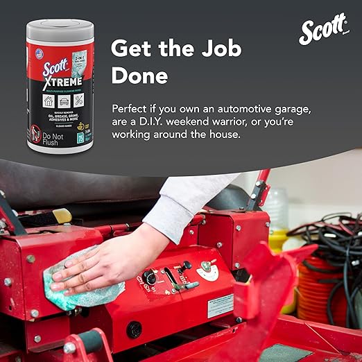 Scott Shop Original Xtreme Multi-Purpose Cleaning Wipes (54591), Heavy Duty Textured Extreme Clean Wiper with Citrus Scent, 9"x7" Wipe (6 Canisters of 75 Sheets, 450 Sheet Total)
