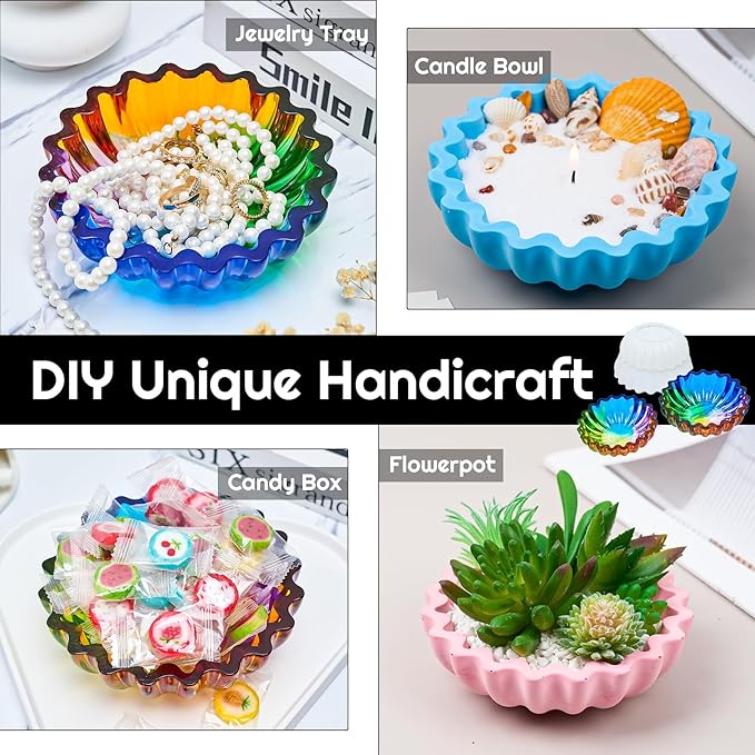 Resin Molds for Bowl 6 inches 5 inches Flower Tray Silicone Molds 2 Pack Epoxy Resin Casting Mold DIY Jewelry Dish Trinket Container Storage Plate Candle Tray Flowerpot Art Crafts Gifts Cement Mould
