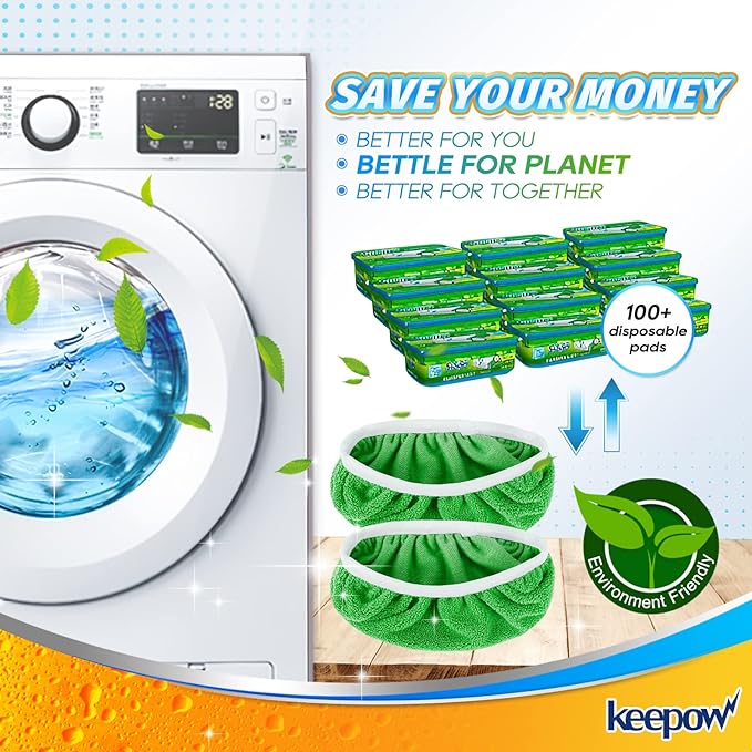 KEEPOW Reusable Mop Pads Compatible with Swiffer Sweeper Mop, Dry Sweeping Cloths for Swiffer Pads, 8 Pack Washable Microfiber Wet Mopping Cloth Refills for Surface/Hardwood Floor Cleaning