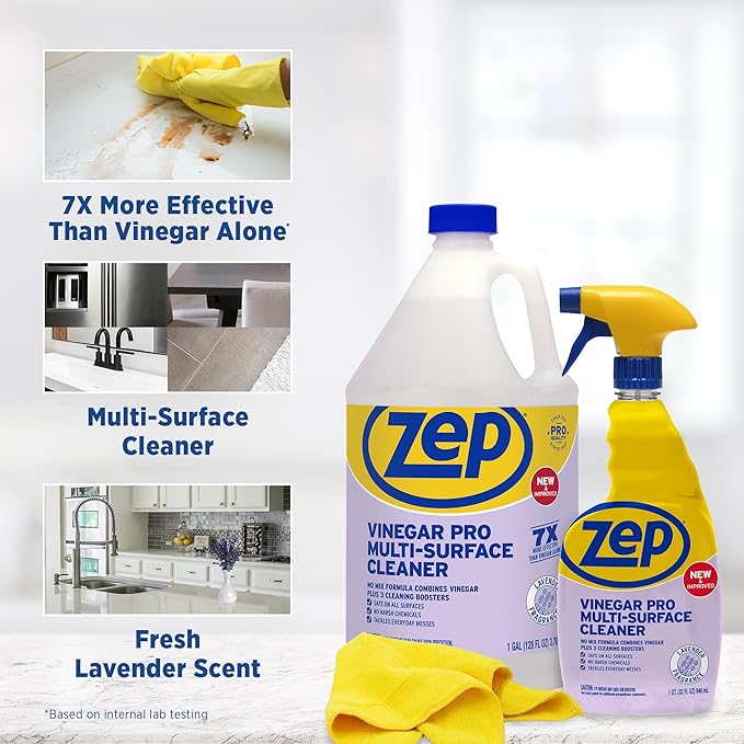 Zep All-Purpose Cleaner With Vinegar - 1 Gallon (Case of 4) R48410 - Gentle for Everyday Use