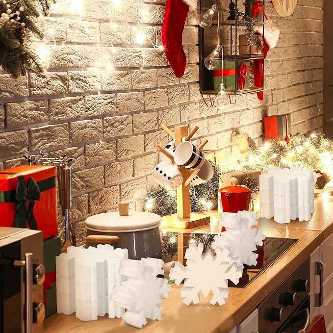 Tioncy 12 Pack Christmas Snowflake Sponges Bulk Dual Sided Scrubber Christmas Kitchen Sponges Dishwashing Non Scratch for Kitchen Accessories Dish Scouring