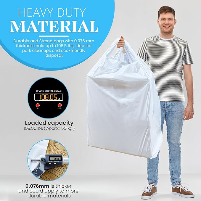 Heavy Duty Contractor Trash Bags with Handles – 52 Gallon, 40 Count | 3 MIL Thick, Extra Large Garbage Bags for Yard Waste, Construction, Lawn & Commercial Use | Secure Branded Knot for Easy Handling