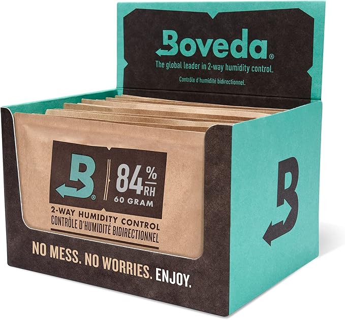 Boveda For Seasoning Two-Way Humidity Control Packs – 84% RH to Season Wood Humidifier Boxes – Size 60 – 12 Pack – Individually Wrapped Seasoning Packets
