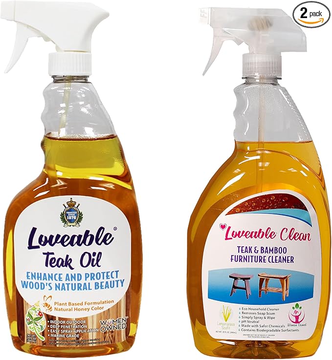 EcoDecors Loveable 24oz Bottle Teak Oil Teak Cleaner Protective, Wood Restorer Eco Household Wood Furniture Cleaner Spray bottle For Hardwood Furniture – Certified EPA Safer Choice - 32 oz
