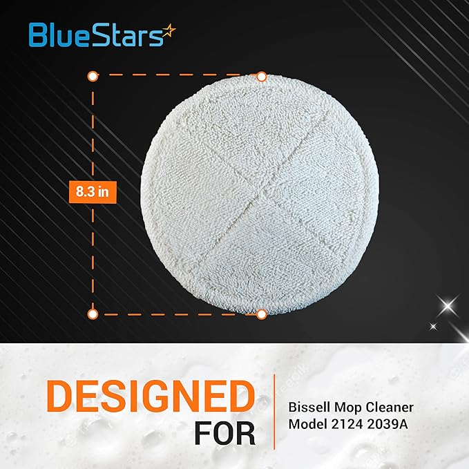BlueStars 8 Pack Spinwave Replacement Mop Pads Compatible with Bissell Spinwave 2124 2039A 2039 2307 23157 20391 20399 Hard Floor Cleaners - 4 Soft Pads, 4 Scrubby Pads - Washable & Reusable