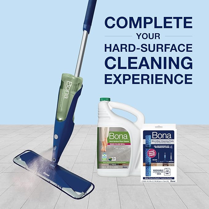 Bona Multi-Surface Floor Cleaner Refill - 96 fl oz - Unscented - Refill Spray Mops and Spray Bottles - Residue-Free Floor Cleaning Solution for Stone, Tile, Laminate, and Vinyl Floors