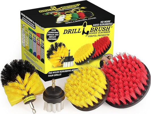 Drillbrush Drill Brush Attachment Set – Power Scrubber Brush for Tub, Tile, Shower, and Grout – All-Purpose Household Cleaning Brushes for Drill, Auto Detailing Brushes - Electric Grout Cleaner Kit